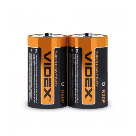Батарейка сольова R20P/D упаковка shrink 2 шт., VIDEX (21153) фото