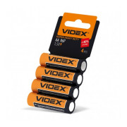Батарейка солевая R6P/AA упаковка shrink card 4 шт., VIDEX мини-фото