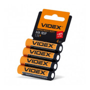 Батарейка солевая R03P/AAA упаковка shrink card 4 шт., VIDEX мини-фото