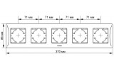 Рамка 5-місна горизонтальна BINERA кремова, VIDEX зображення 2 (габаритні розміри)