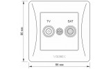 Розетка TV+SAT кінцева BINERA чорний графіт, VIDEX зображення 5 (габаритні розміри)