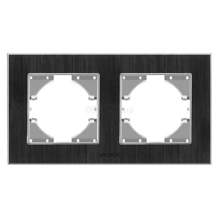 Рамка 2-місна горизонтальна BINERA чорний алюміній, VIDEX (VF-BNFRA2H-B) фото