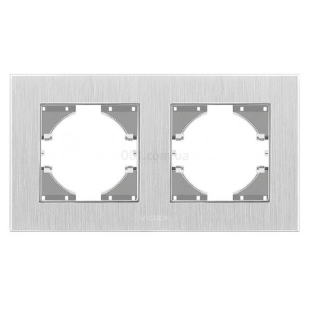Рамка 2-місна горизонтальна BINERA срібний алюміній, VIDEX (VF-BNFRA2H-SL) фото