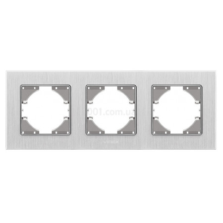 Рамка 3-місна горизонтальна BINERA срібний алюміній, VIDEX (VF-BNFRA3H-SL) фото