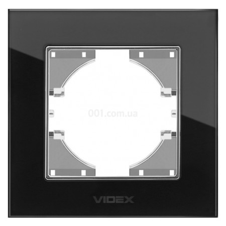 Рамка 1-местная горизонтальная BINERA черное стекло, VIDEX (VF-BNFRG1H-B) фото