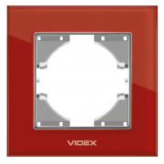 Рамка 1-местная горизонтальная BINERA красное стекло, VIDEX мини-фото