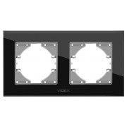 Рамка 2-местная горизонтальная BINERA черное стекло, VIDEX мини-фото