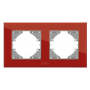 Рамка 2-местная горизонтальная BINERA красное стекло, VIDEX мини-фото