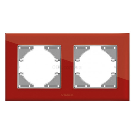 Рамка 2-местная горизонтальная BINERA красное стекло, VIDEX (VF-BNFRG2H-RD) фото