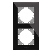 Рамка 2-місна вертикальна BINERA чорне скло, VIDEX міні-фото