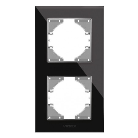 Рамка 2-местная вертикальная BINERA черное стекло, VIDEX (VF-BNFRG2V-B) фото