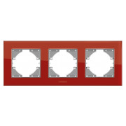 Рамка 3-местная горизонтальная BINERA красное стекло, VIDEX мини-фото