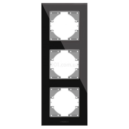 Рамка 3-местная вертикальная BINERA черное стекло, VIDEX (VF-BNFRG3V-B) фото