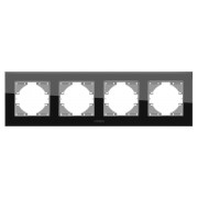 Рамка 4-місна горизонтальна BINERA чорне скло, VIDEX міні-фото