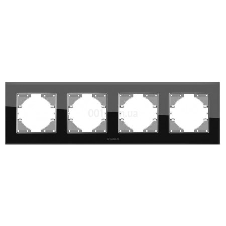 Рамка 4-місна горизонтальна BINERA чорне скло, VIDEX (VF-BNFRG4H-B) фото