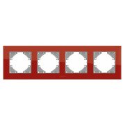 Рамка 4-местная горизонтальная BINERA красное стекло, VIDEX мини-фото