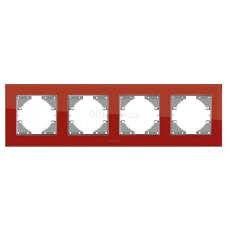Рамка 4-місна горизонтальна BINERA червоне скло, VIDEX (VF-BNFRG4H-RD) фото