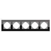 Рамка 5-місна горизонтальна BINERA чорне скло, VIDEX міні-фото