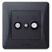 Розетка TV+SAT концевая BINERA черный графит, VIDEX мини-фото