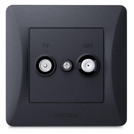 Розетка TV+SAT концевая BINERA черный графит, VIDEX (VF-BNSK2TVSATE-BG) фото