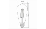 Светодиодная (LED) лампа Filament ST64FA 10Вт E27 2200K бронза, VIDEX изображение 3 (габаритные размеры)