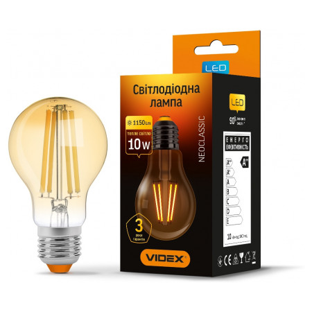 Светодиодная (LED) лампа Filament A60FA 10Вт E27 2200K бронза, VIDEX (VL-A60FA-10272) фото