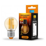 Светодиодная (LED) лампа Filament G45FA 6Вт E27 2200K бронза, VIDEX мини-фото