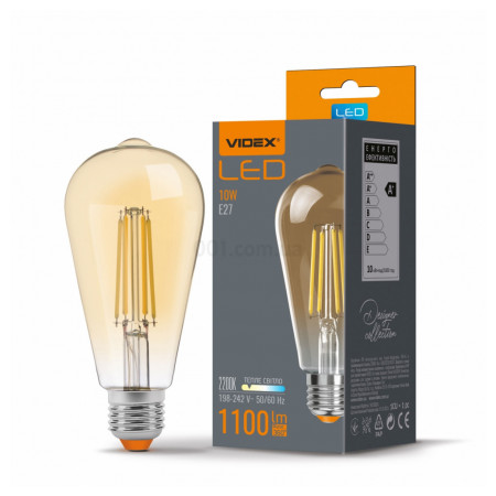 Светодиодная (LED) лампа Filament ST64FA 10Вт E27 2200K бронза, VIDEX (VL-ST64FA-10272) фото