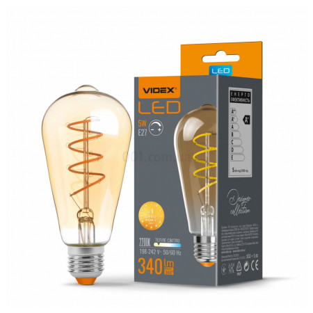 Светодиодная (LED) лампа Filament ST64FASD 5Вт E27 2200K диммерная бронза, VIDEX (VL-ST64FASD-05272) фото
