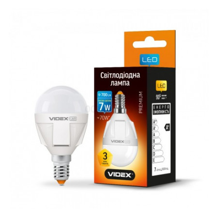 Світлодіодна (LED) лампа G45 7Вт 3000K E14, VIDEX (VL-G45-07143) фото
