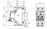 Автоматический выключатель RESIST RS4 2p 32А С 4,5кА, VIDEX изображение 4 (габаритные размеры)