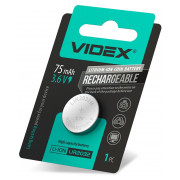 Аккумулятор литиевый LIR2032 упаковка blister card 1 шт., VIDEX мини-фото