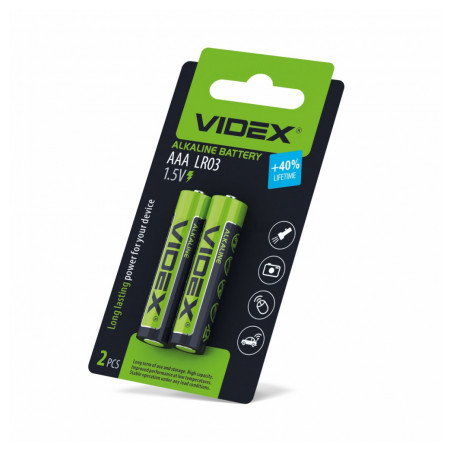 Батарейка щелочная LR03/AAA упаковка small blister 2 шт., VIDEX (LR03/AAA 2pcs SB) фото
