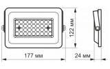 Прожектор світлодіодний (LED) F2e 30Вт 3000лм 5000K IP65 білий, VIDEX зображення 5 (габаритні розміри)