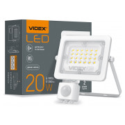 Прожектор світлодіодний (LED) F2e 20Вт 2000лм 5000K IP65 з датчиком руху та освітленості білий, VIDEX міні-фото