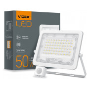 Прожектор светодиодный (LED) F2e 50Вт 5000лм 5000K IP65 с датчиком движения и освещенности белый, VIDEX мини-фото