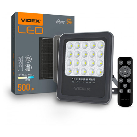 Прожектор світлодіодний (LED) автономний 20Вт 500лм 5000K IP65 чорний, VIDEX (VLE-FSO3-205) фото