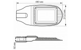 Фонарь светодиодный (LED) уличный 50Вт 6500лм 5000K IP65 серый, VIDEX изображение 3 (габаритные размеры)