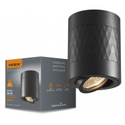 Світильник під лампу GU10 SPF04A накладний чорний + чорна призма, VIDEX міні-фото
