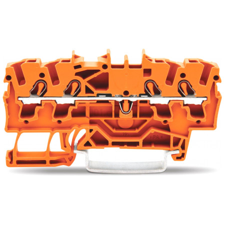 Клемма проходная самозажимная наборная 4-проводная 1,5 мм² оранжевая, WAGO (2001-1402) фото