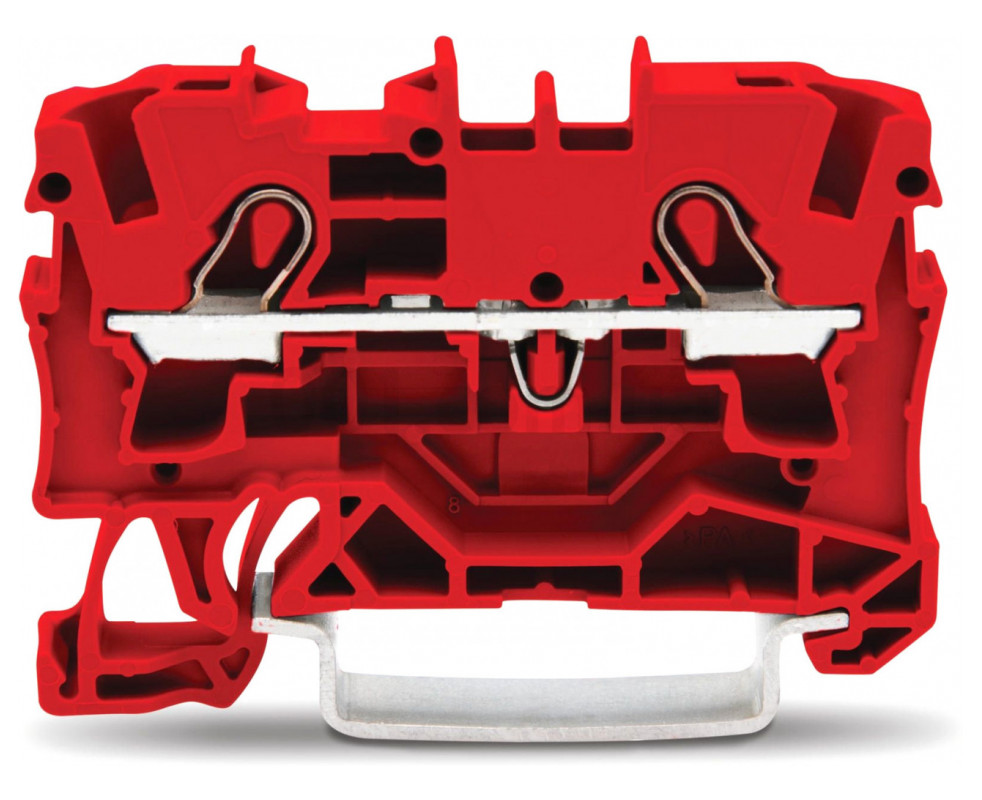 Клемма проходная самозажимная наборная 2-проводная 4,0 мм² красная WAGO ...