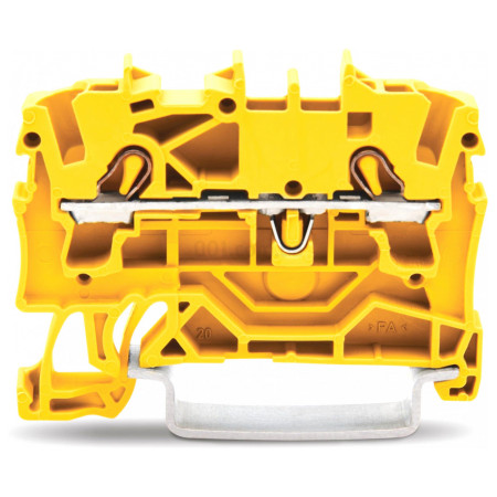 Клемма проходная самозажимная наборная 2-проводная 4,0 мм² желтая, WAGO (2004-1206) фото