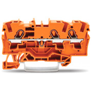 Клемма проходная самозажимная наборная 3-проводная 4,0 мм² оранжевая, WAGO мини-фото