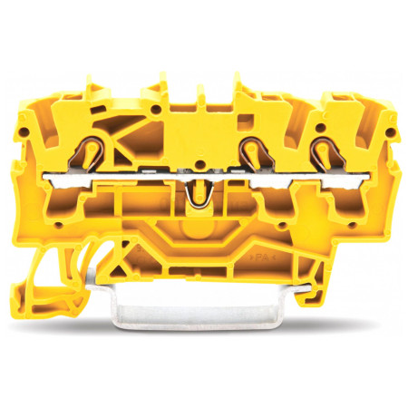 Клема прохідна самозатискна набірна 3-провідна 4,0 мм² жовта, WAGO (2004-1306) фото