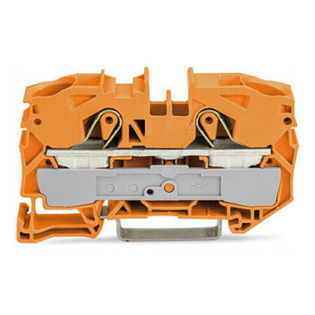 Клемма проходная самозажимная наборная 2-проводная 16 мм² оранжевая, WAGO (2016-1202) фото
