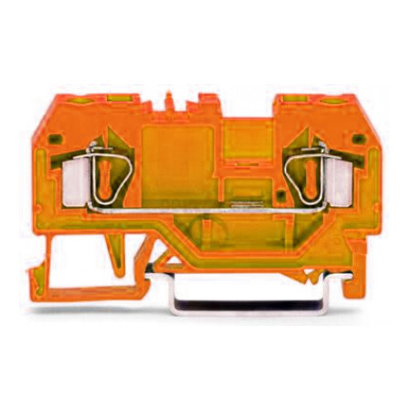 Клемма проходная с пружинным зажимом наборная 2-проводная 4,0 мм² оранжевая, WAGO (281-902) фото