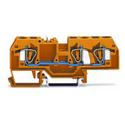 Клемма проходная с пружинным зажимом наборная 3-проводная 6,0 мм² оранжевая, WAGO мини-фото