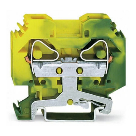 Клемма заземления с пружинным зажимом наборная 2-проводная с боковым подключением 16 мм² желто-зеленаяя, WAGO (283-107) фото