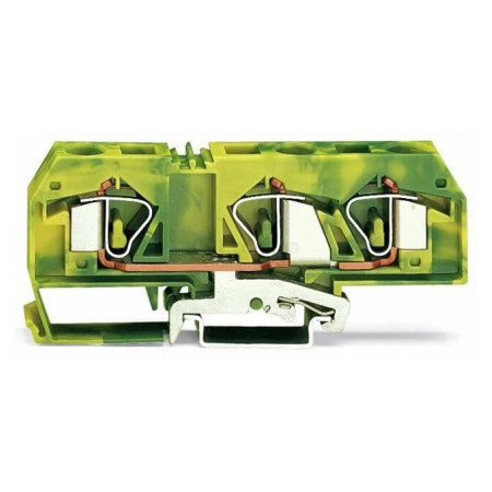 Клемма заземления с пружинным зажимом наборная 3-проводная 16 мм² желто-зеленая, WAGO (283-677) фото