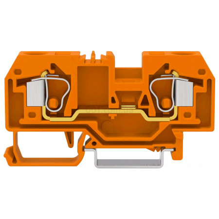 Клемма проходная с пружинным зажимом наборная 2-проводная 10 мм² оранжевая, WAGO (284-902) фото